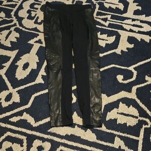 Old Navy Black Leggings with Faux Leather Detail